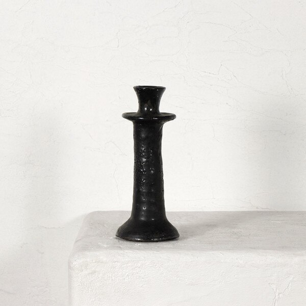 Black Pottery Candlestick